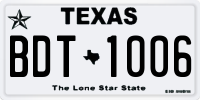 TX license plate BDT1006