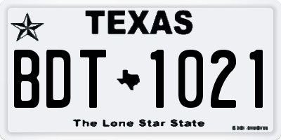 TX license plate BDT1021