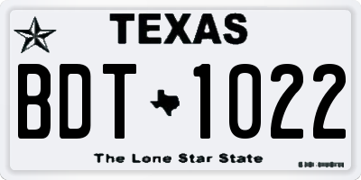 TX license plate BDT1022