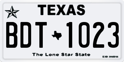 TX license plate BDT1023