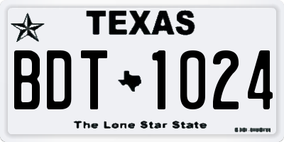 TX license plate BDT1024