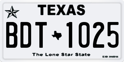 TX license plate BDT1025