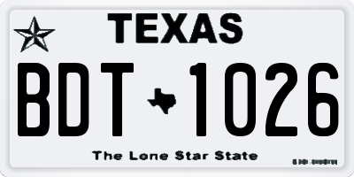 TX license plate BDT1026