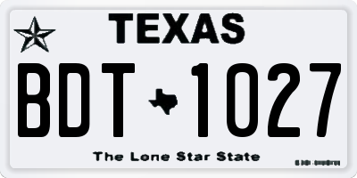 TX license plate BDT1027