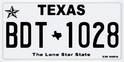 TX license plate BDT1028