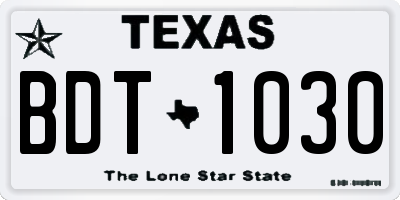 TX license plate BDT1030