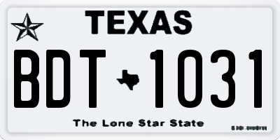TX license plate BDT1031