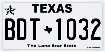 TX license plate BDT1032