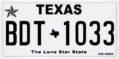 TX license plate BDT1033