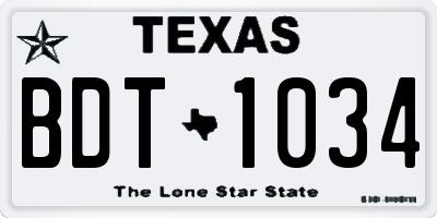 TX license plate BDT1034