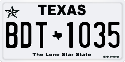 TX license plate BDT1035