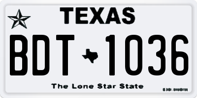 TX license plate BDT1036