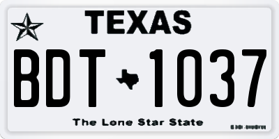 TX license plate BDT1037