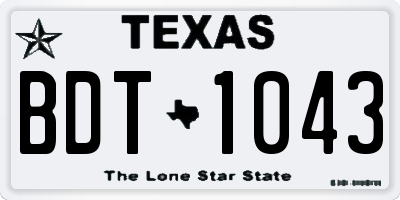 TX license plate BDT1043