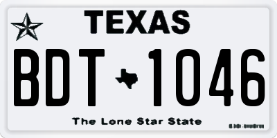TX license plate BDT1046