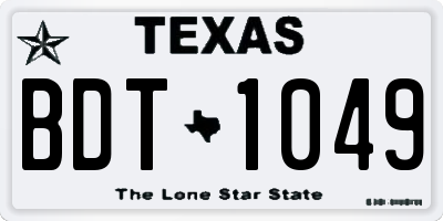 TX license plate BDT1049