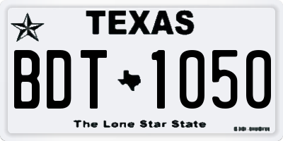 TX license plate BDT1050