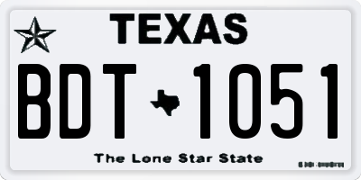 TX license plate BDT1051