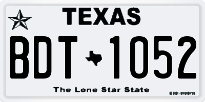 TX license plate BDT1052