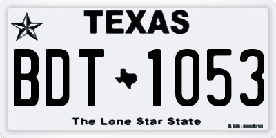 TX license plate BDT1053