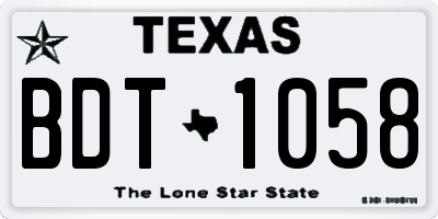 TX license plate BDT1058