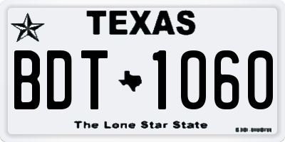 TX license plate BDT1060