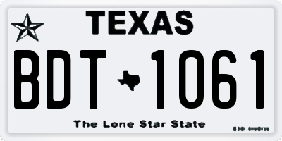 TX license plate BDT1061