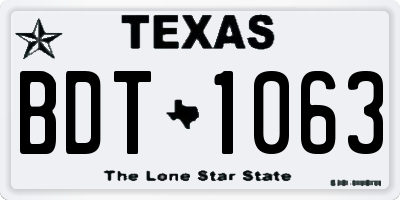 TX license plate BDT1063