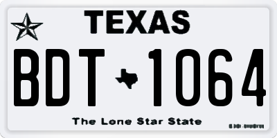 TX license plate BDT1064