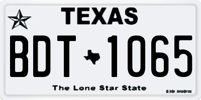 TX license plate BDT1065