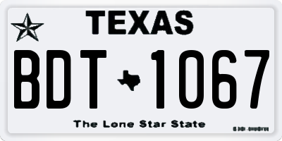 TX license plate BDT1067