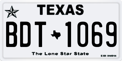TX license plate BDT1069