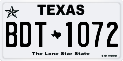 TX license plate BDT1072