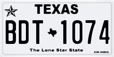 TX license plate BDT1074