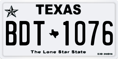 TX license plate BDT1076