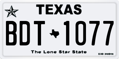 TX license plate BDT1077