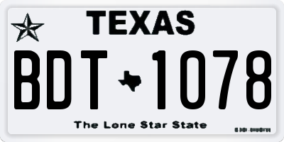 TX license plate BDT1078