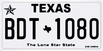 TX license plate BDT1080