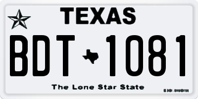 TX license plate BDT1081