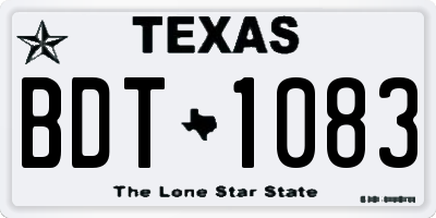 TX license plate BDT1083