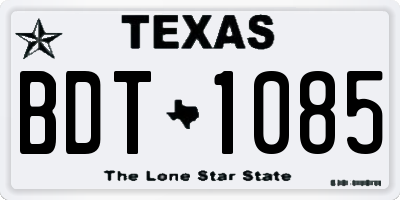 TX license plate BDT1085