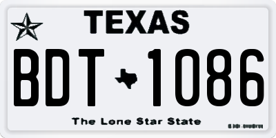 TX license plate BDT1086