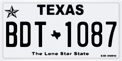 TX license plate BDT1087