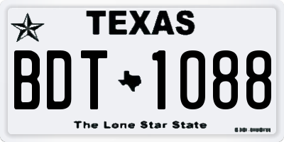 TX license plate BDT1088