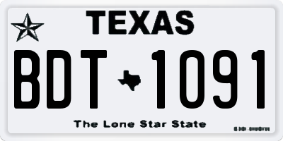 TX license plate BDT1091