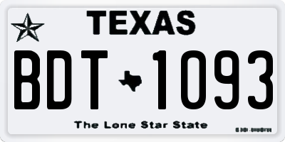 TX license plate BDT1093