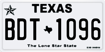 TX license plate BDT1096