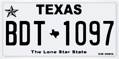 TX license plate BDT1097