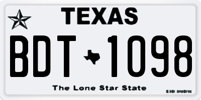 TX license plate BDT1098