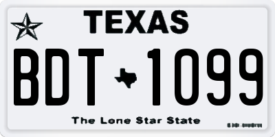 TX license plate BDT1099